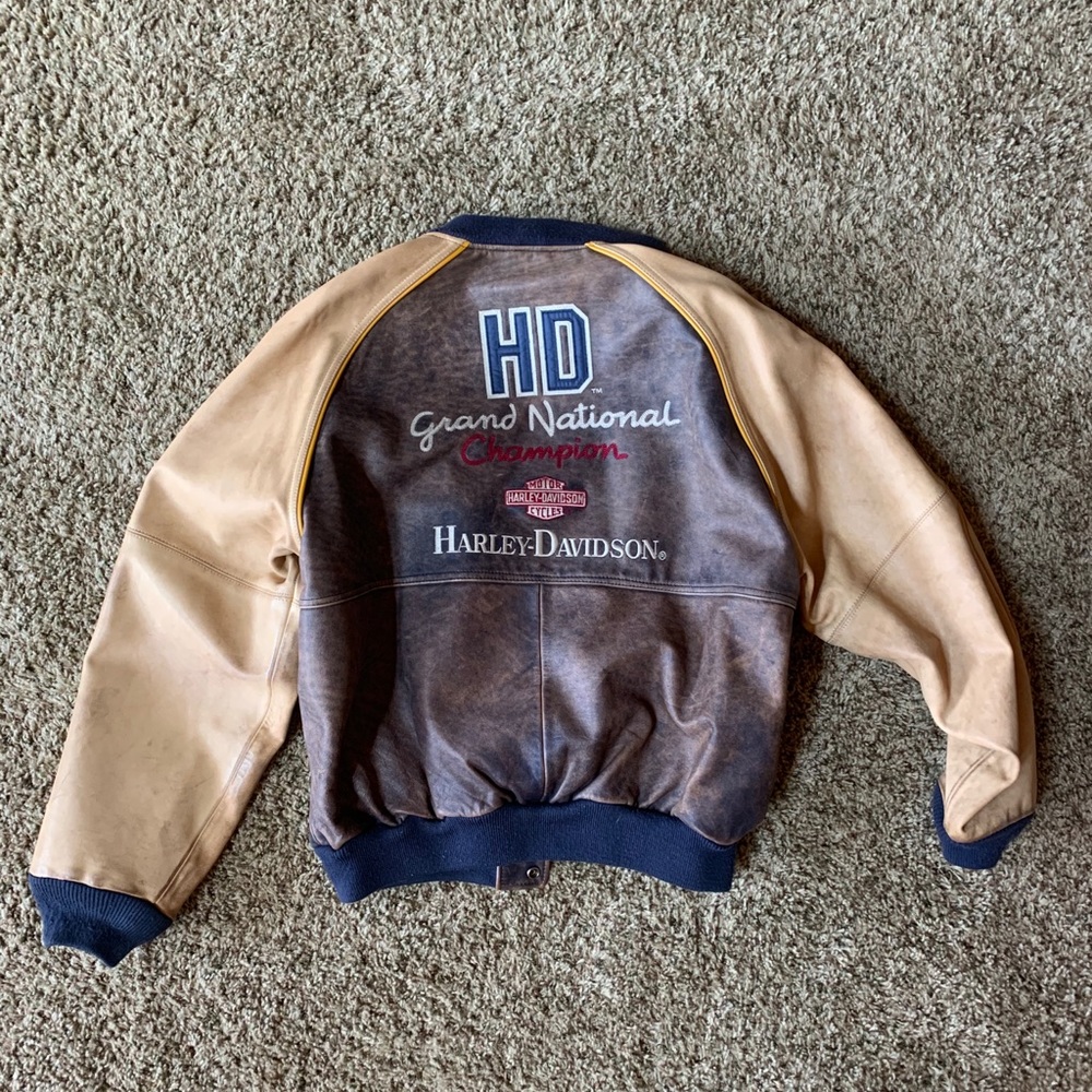 Harley Davidson leather letterman jacket